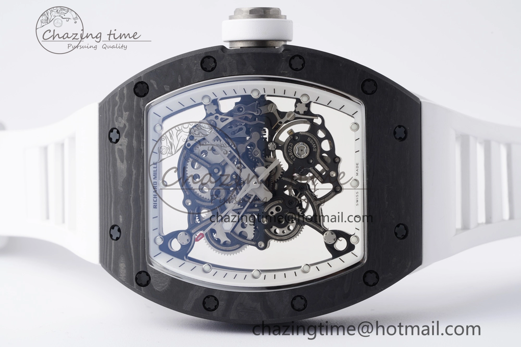RM055 NTPT BBR Best Edition Skeleton White Dial on White Rubber Strap Clone RMUL2 V2