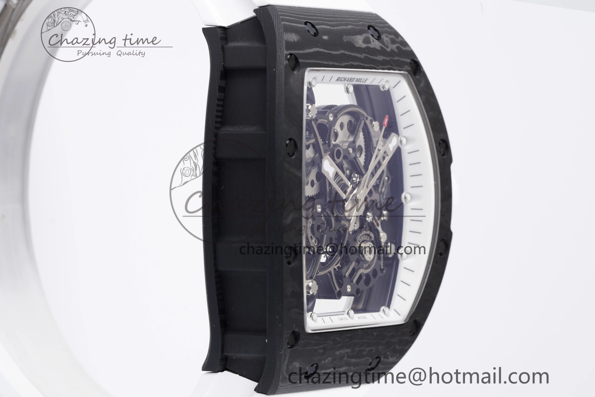 RM055 NTPT BBR Best Edition Skeleton White Dial on White Rubber Strap Clone RMUL2 V2