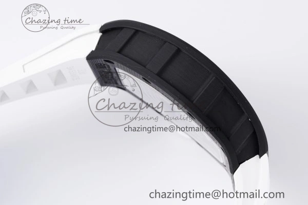 RM055 NTPT BBR Best Edition Skeleton White Dial on White Rubber Strap Clone RMUL2 V2