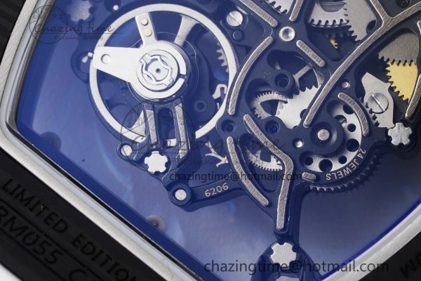 RM055 NTPT BBR Best Edition Skeleton White Dial on White Rubber Strap Clone RMUL2 V2