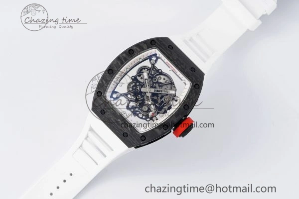 RM055 NTPT BBR Best Edition Skeleton White Dial on White Rubber Strap Clone RMUL2