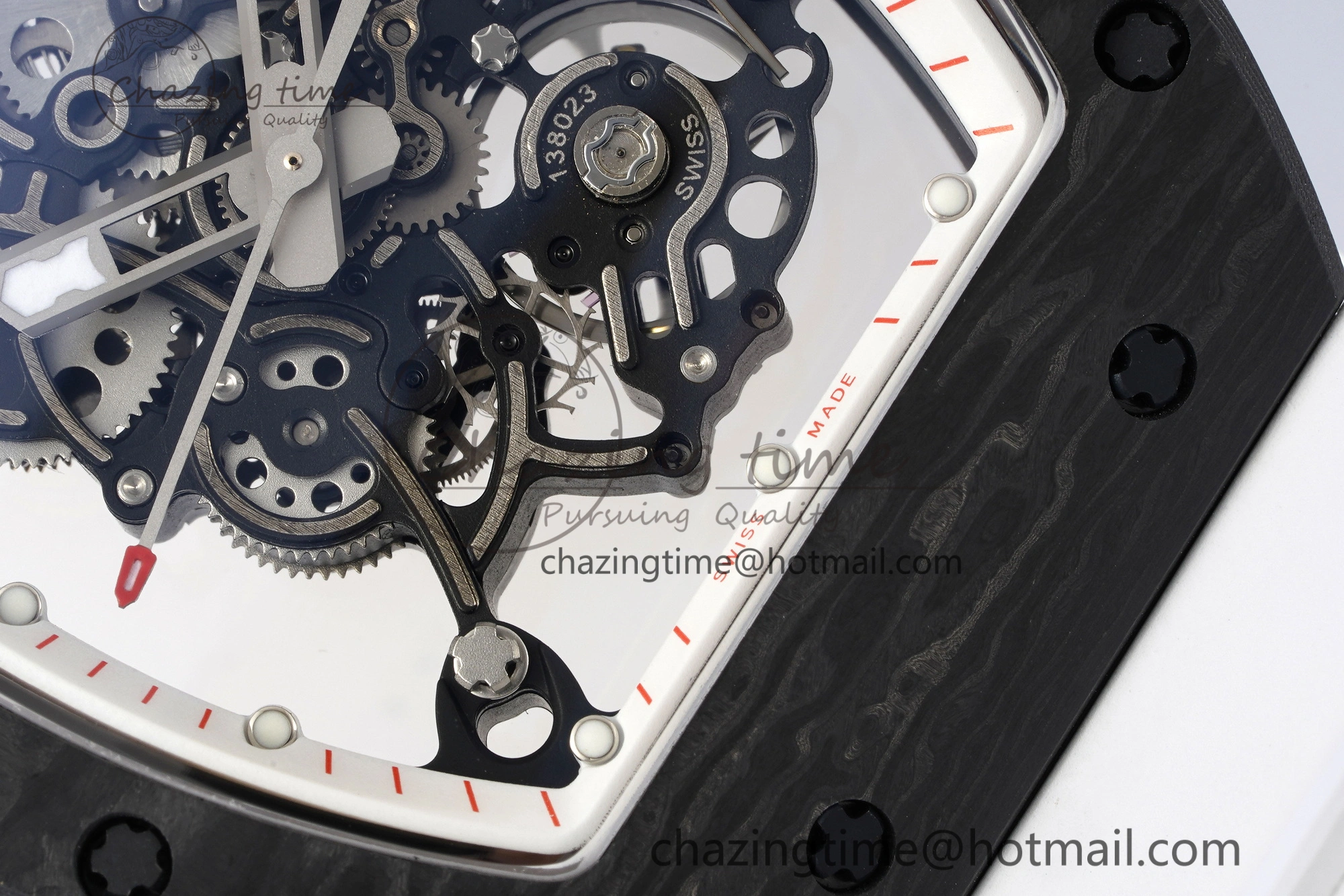 RM055 NTPT BBR Best Edition Skeleton White Dial on White Rubber Strap Clone RMUL2