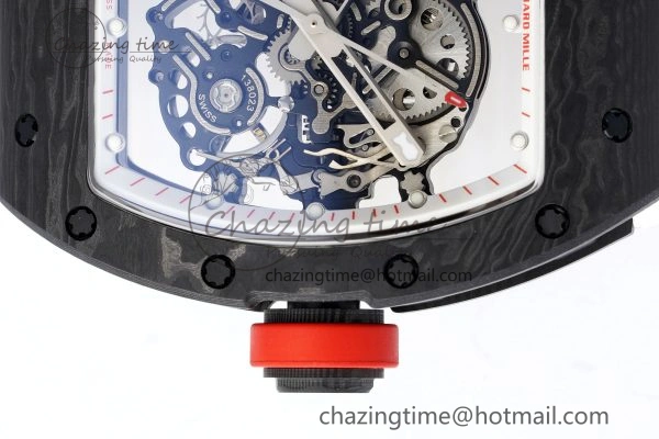 RM055 NTPT BBR Best Edition Skeleton White Dial on White Rubber Strap Clone RMUL2
