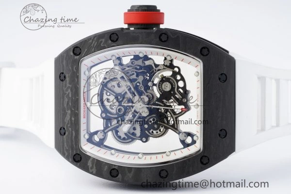 RM055 NTPT BBR Best Edition Skeleton White Dial on White Rubber Strap Clone RMUL2