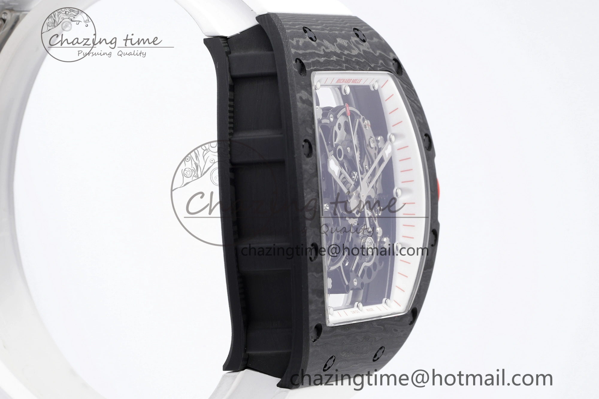 RM055 NTPT BBR Best Edition Skeleton White Dial on White Rubber Strap Clone RMUL2