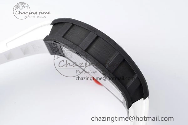 RM055 NTPT BBR Best Edition Skeleton White Dial on White Rubber Strap Clone RMUL2