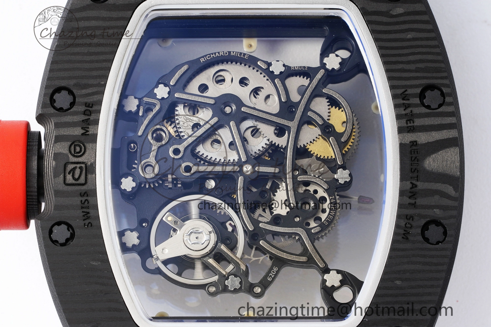 RM055 NTPT BBR Best Edition Skeleton White Dial on White Rubber Strap Clone RMUL2