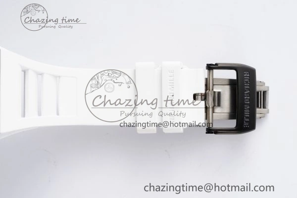 RM055 NTPT BBR Best Edition Skeleton White Dial on White Rubber Strap Clone RMUL2