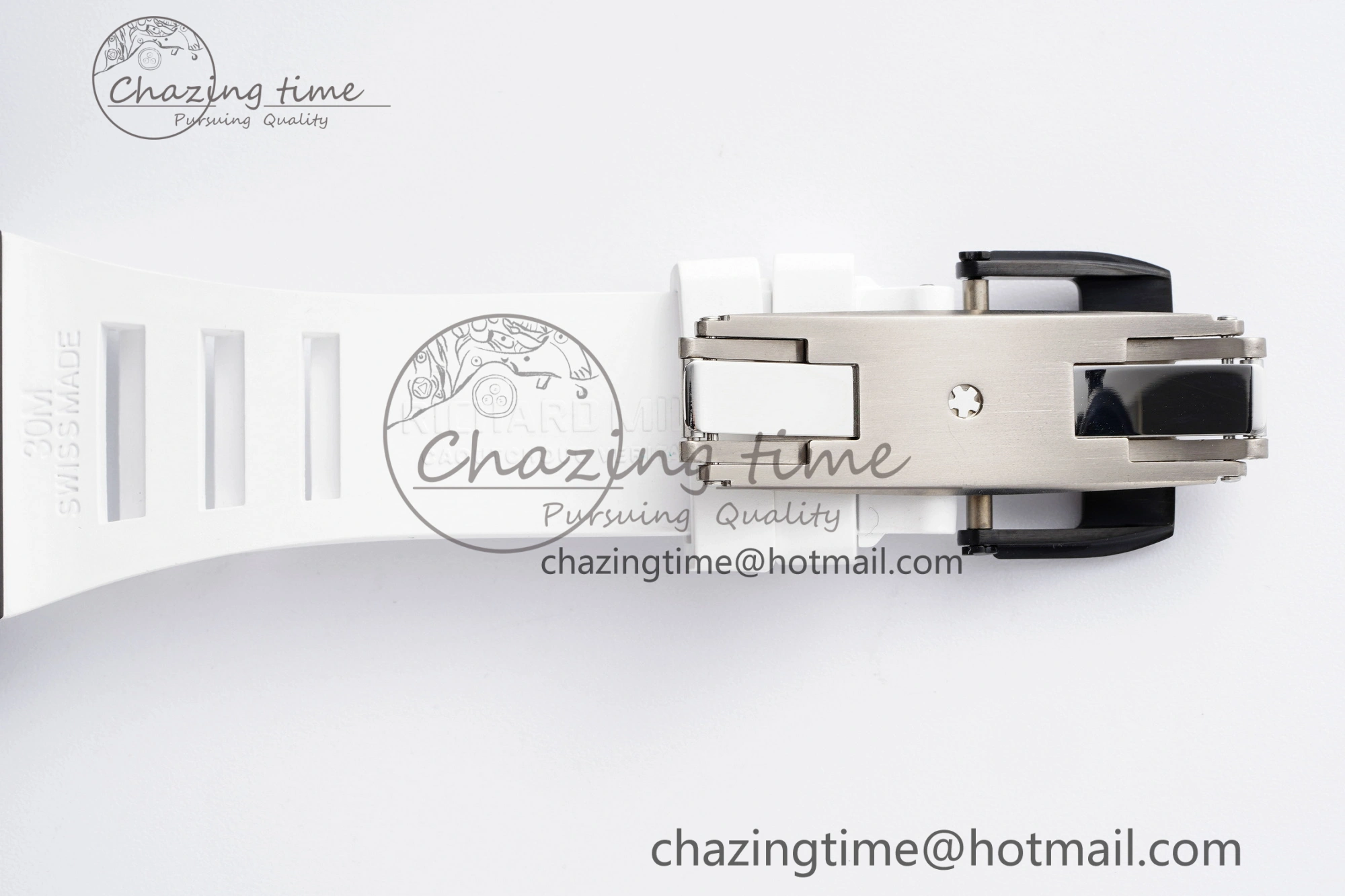 RM055 NTPT BBR Best Edition Skeleton White Dial on White Rubber Strap Clone RMUL2