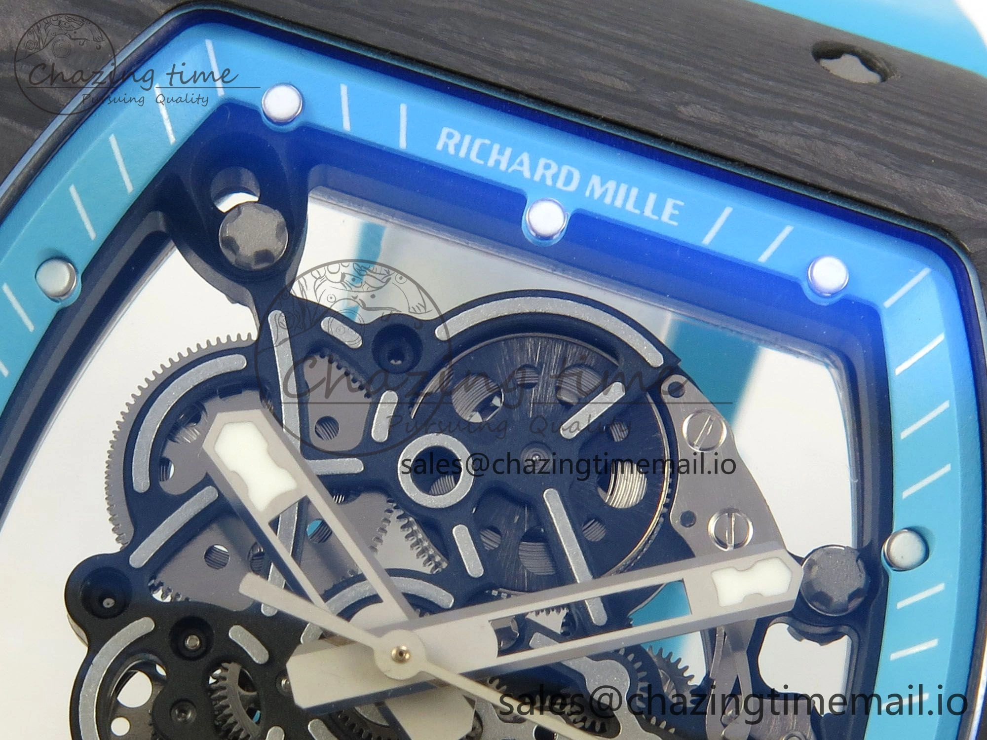 RM055 NTPT KVF 1:1 Best Edition Blue White Inner Bezel Blue Crown on Blue Rubber Strap RMUL2 Super Clone