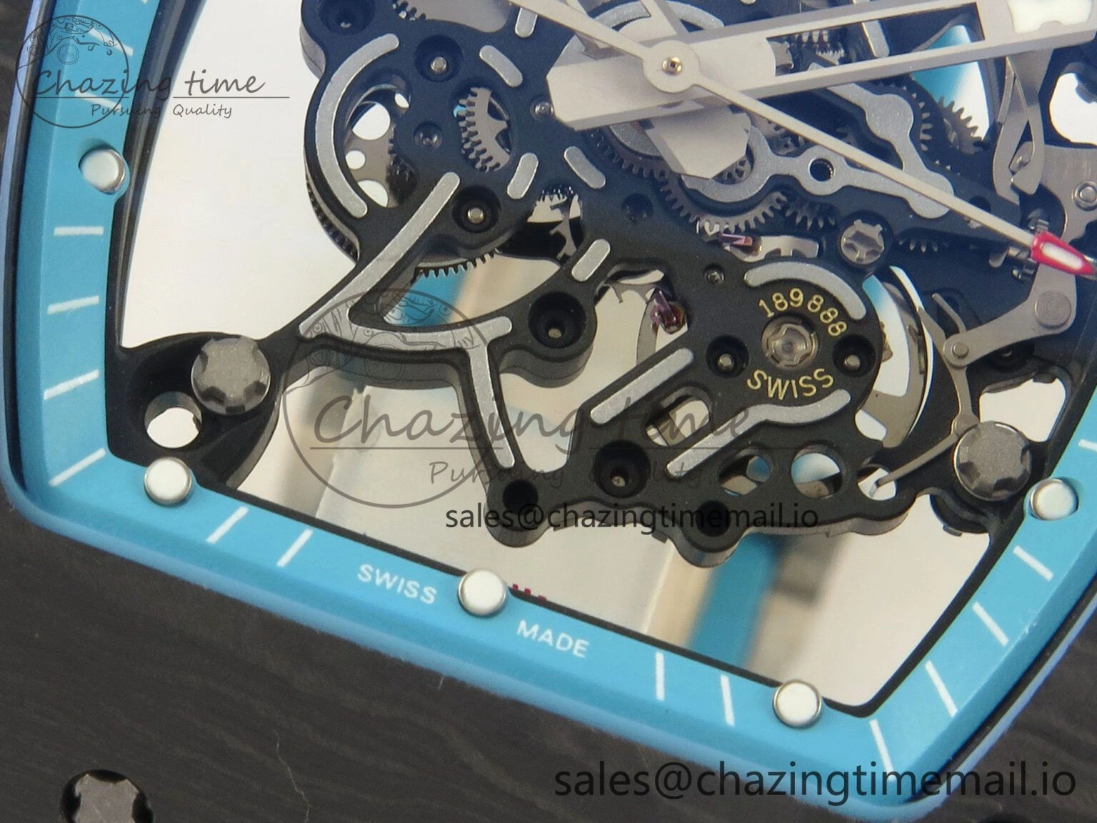RM055 NTPT KVF 1:1 Best Edition Blue White Inner Bezel Blue Crown on Blue Rubber Strap RMUL2 Super Clone