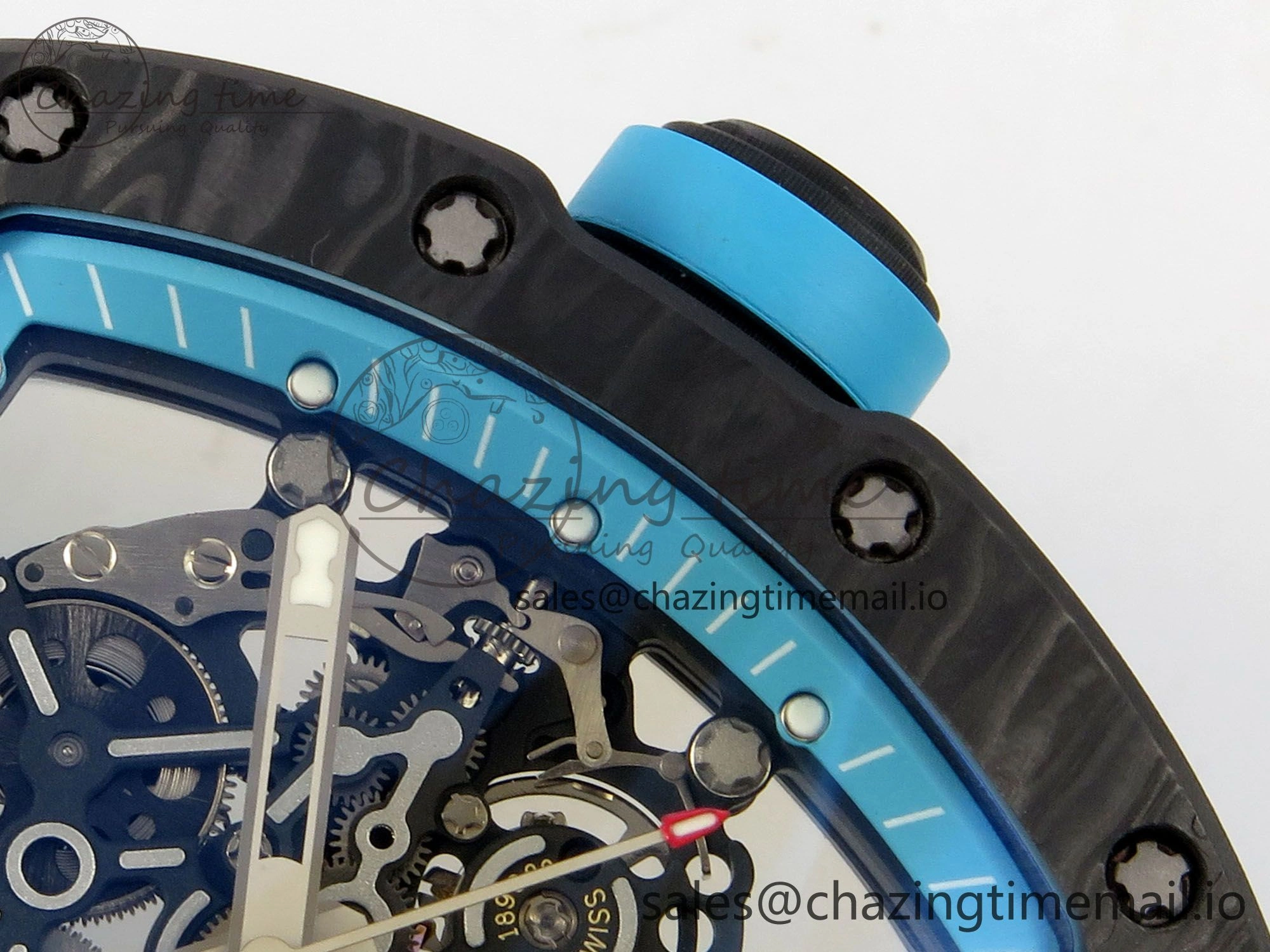 RM055 NTPT KVF 1:1 Best Edition Blue White Inner Bezel Blue Crown on Blue Rubber Strap RMUL2 Super Clone