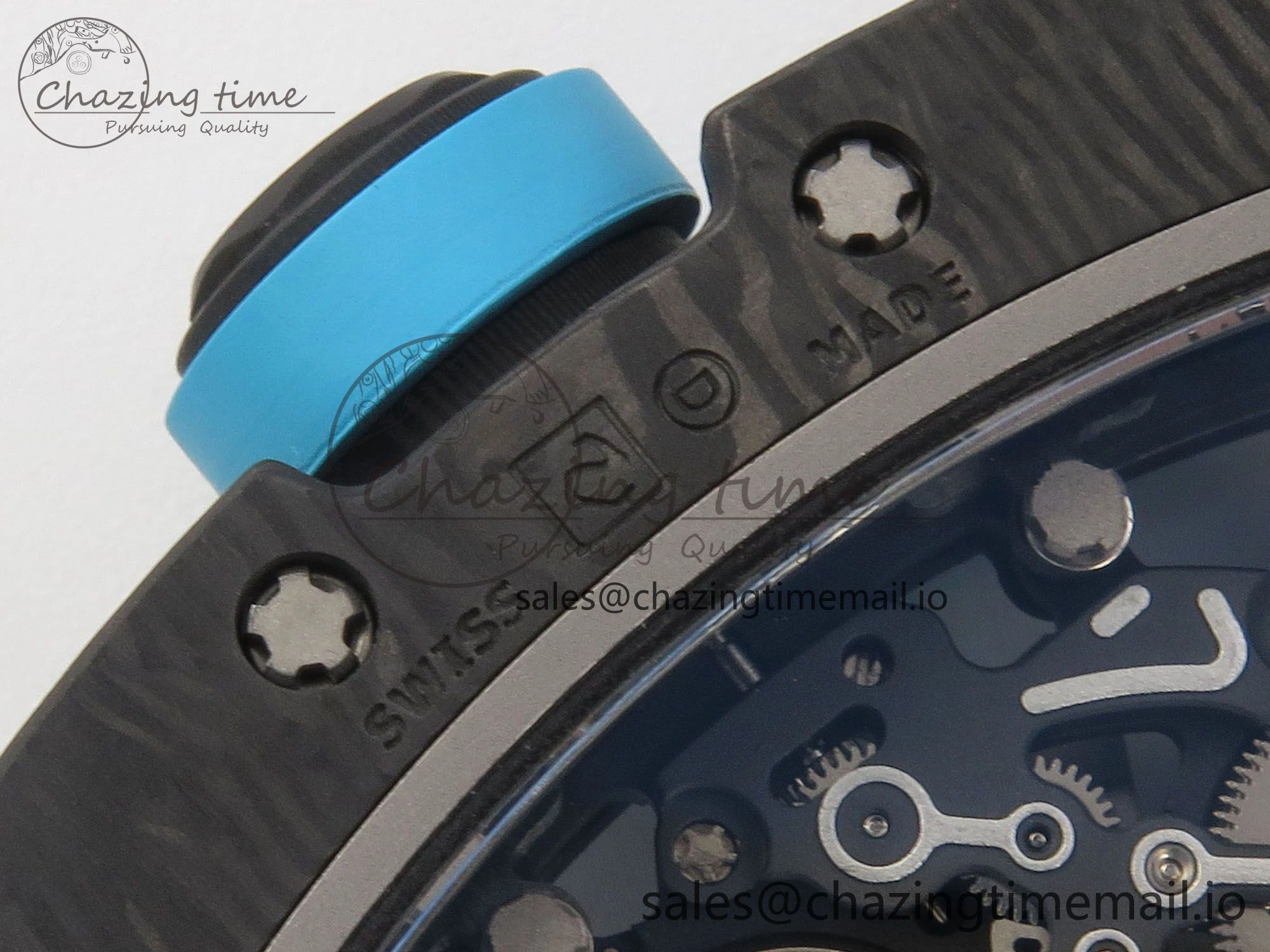 RM055 NTPT KVF 1:1 Best Edition Blue White Inner Bezel Blue Crown on Blue Rubber Strap RMUL2 Super Clone