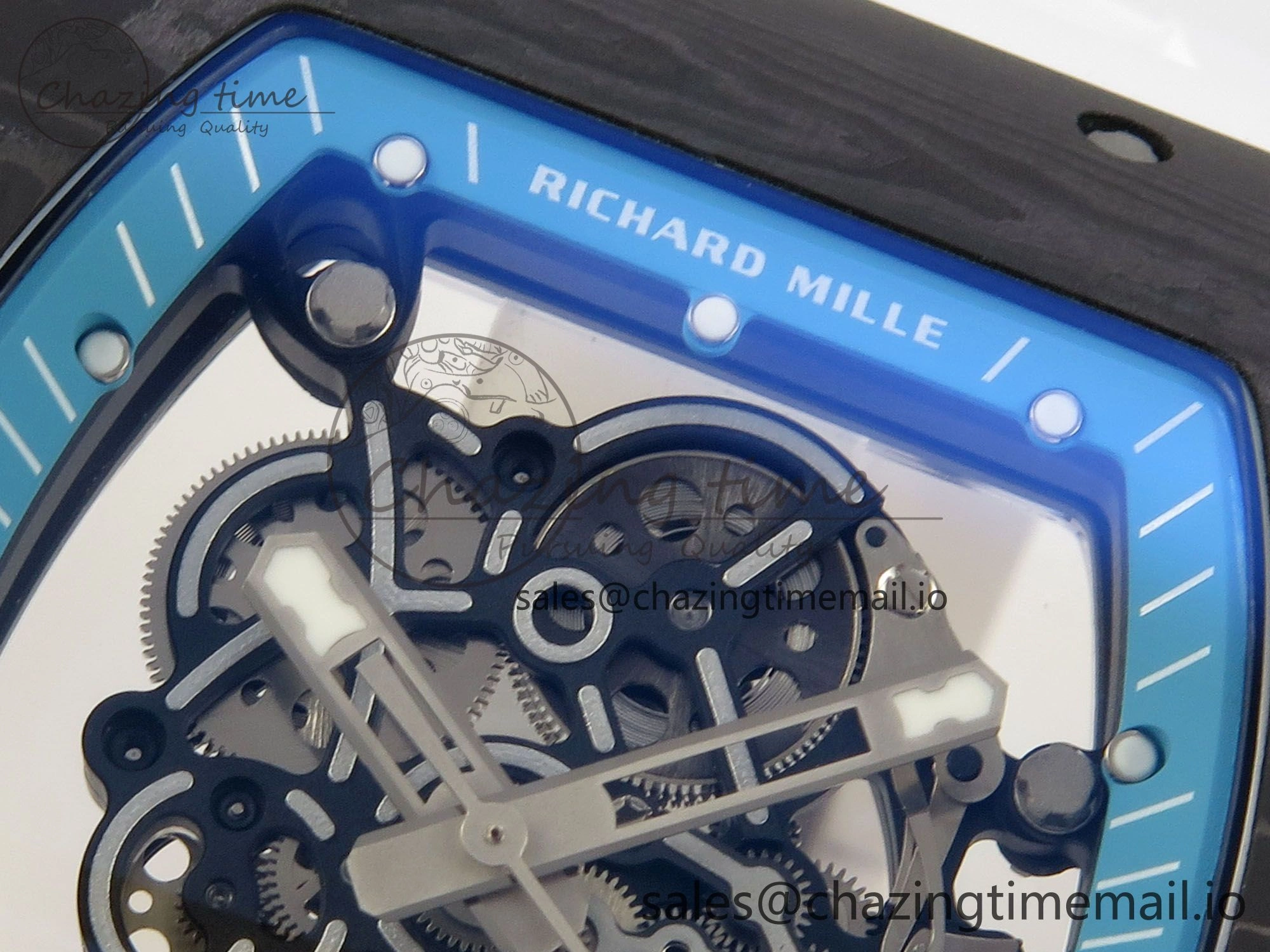 RM055 NTPT KVF 1:1 Best Edition Blue White Inner Bezel Blue Crown on White Rubber Strap RMUL2 Super Clone