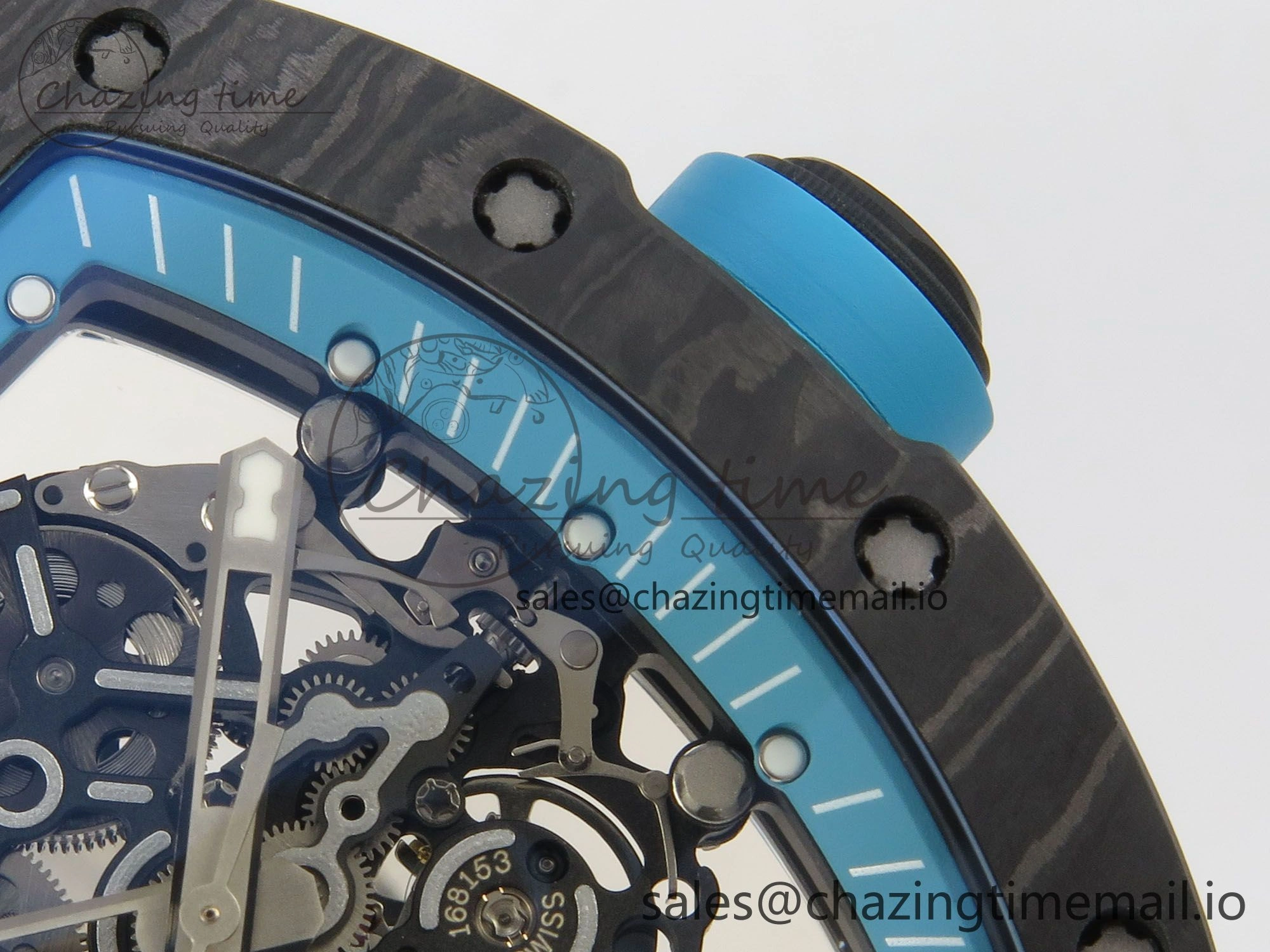 RM055 NTPT KVF 1:1 Best Edition Blue White Inner Bezel Blue Crown on White Rubber Strap RMUL2 Super Clone
