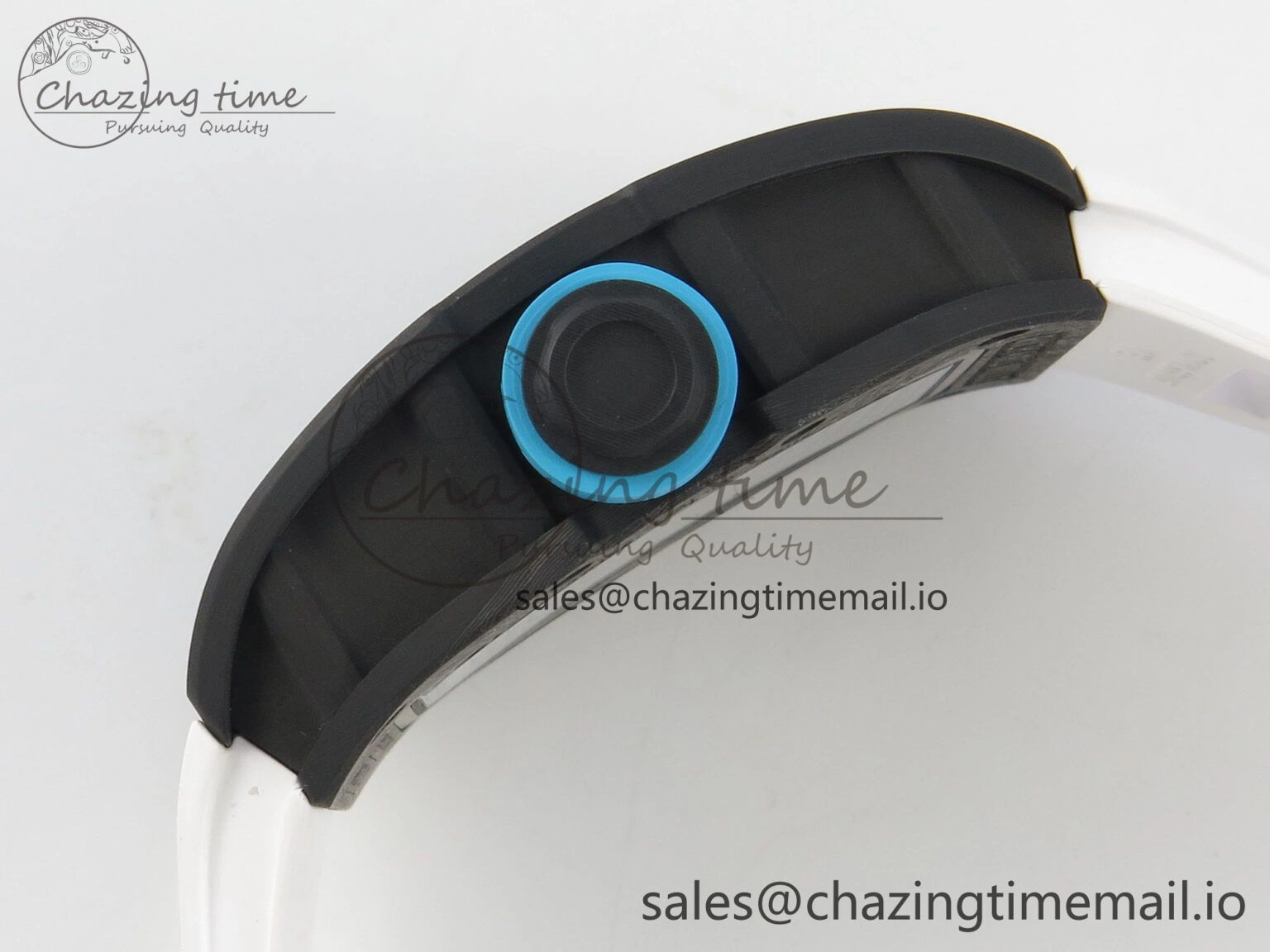 RM055 NTPT KVF 1:1 Best Edition Blue White Inner Bezel Blue Crown on White Rubber Strap RMUL2 Super Clone