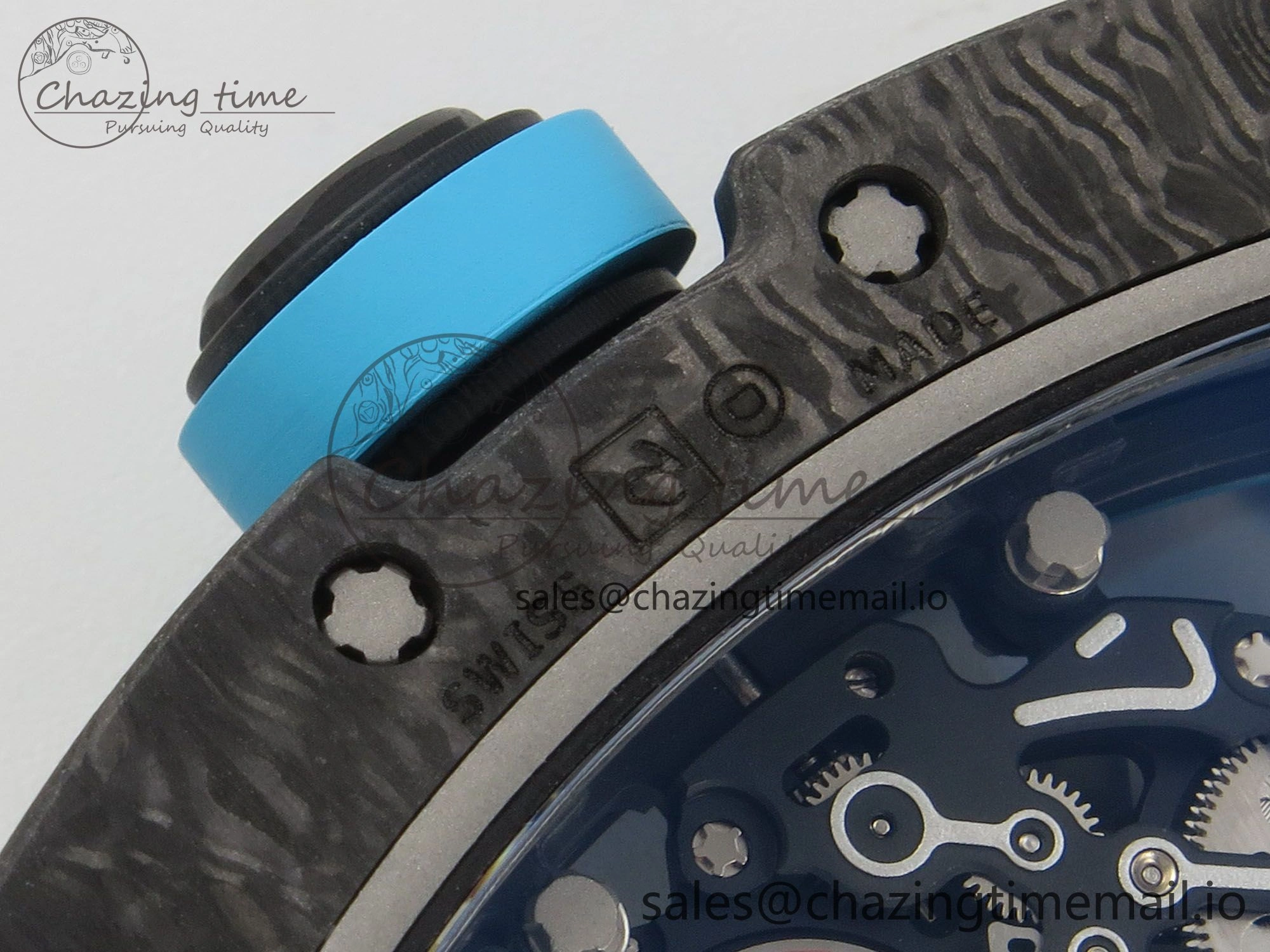 RM055 NTPT KVF 1:1 Best Edition Blue White Inner Bezel Blue Crown on White Rubber Strap RMUL2 Super Clone