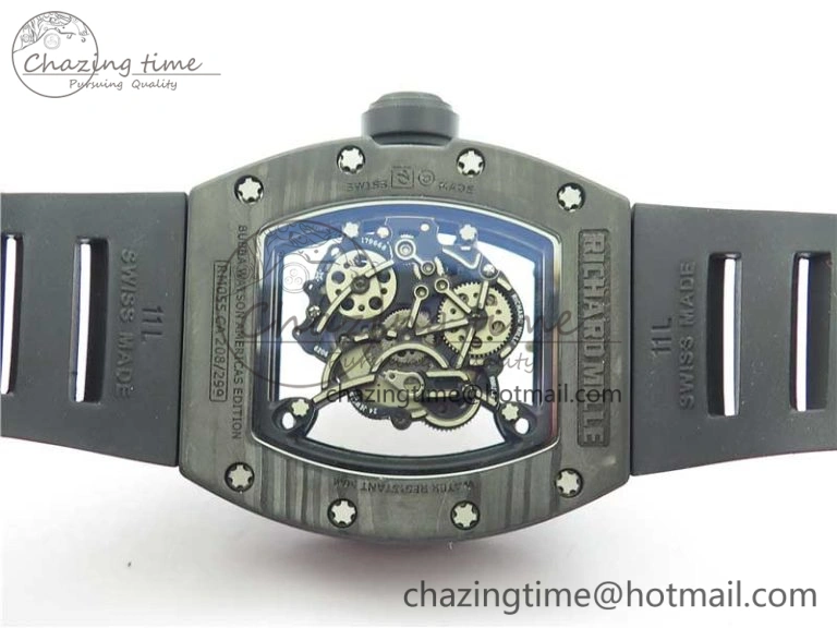 RM055 NTPT KVF Best Edition Skeleton Dial Black Crown on Black Rubber Strap MIYOTA8215 V3