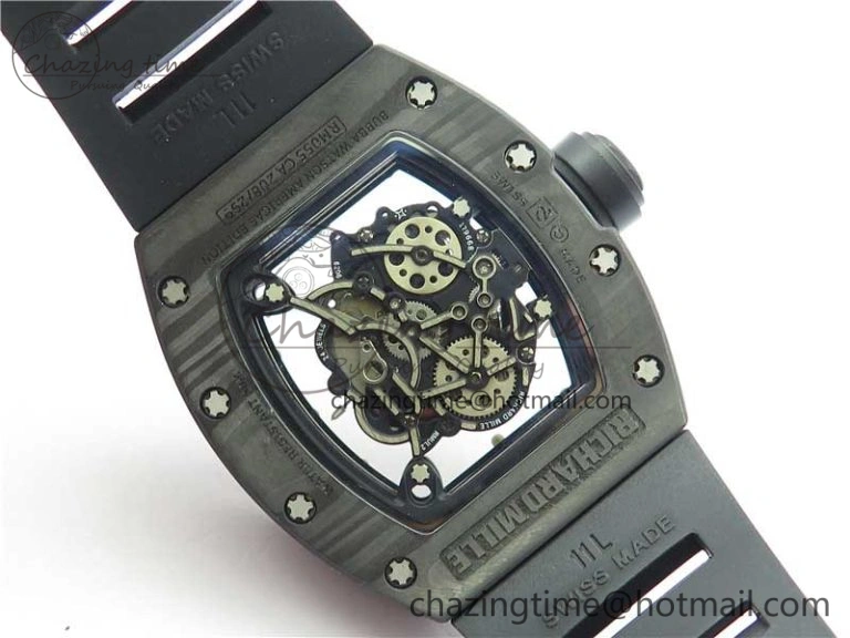 RM055 NTPT KVF Best Edition Skeleton Dial Black Crown on Black Rubber Strap MIYOTA8215 V3