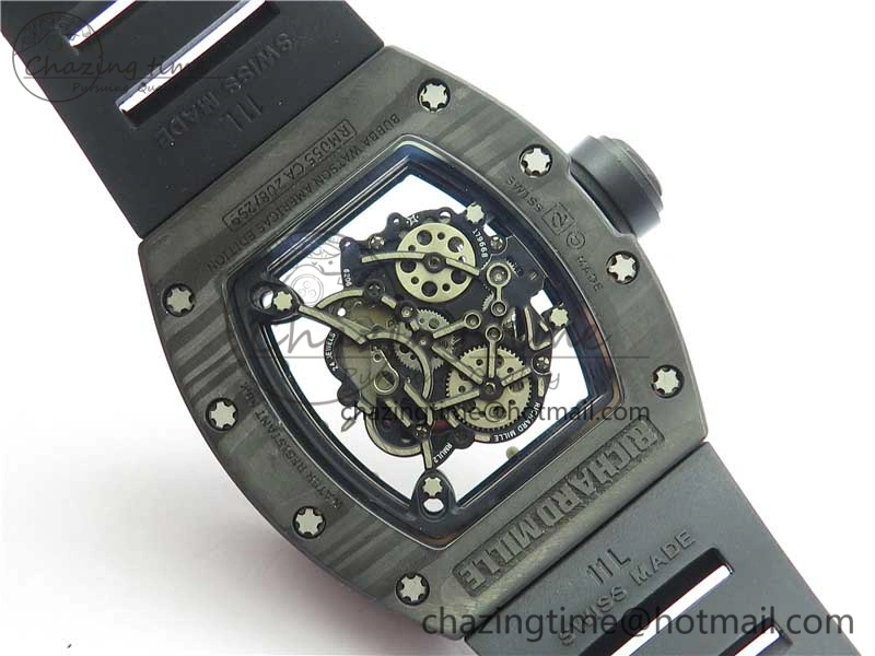 RM055 NTPT KVF Best Edition Skeleton Dial Black Crown on Black Rubber Strap MIYOTA8215 V3