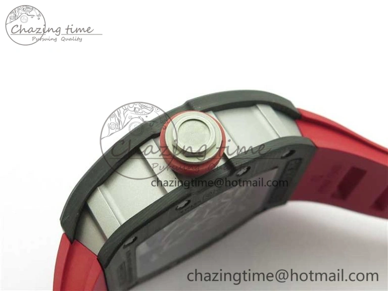 RM055 NTPT KVF Best Edition Skeleton Dial Black on Red Rubber Strap MIYOTA8215 V3