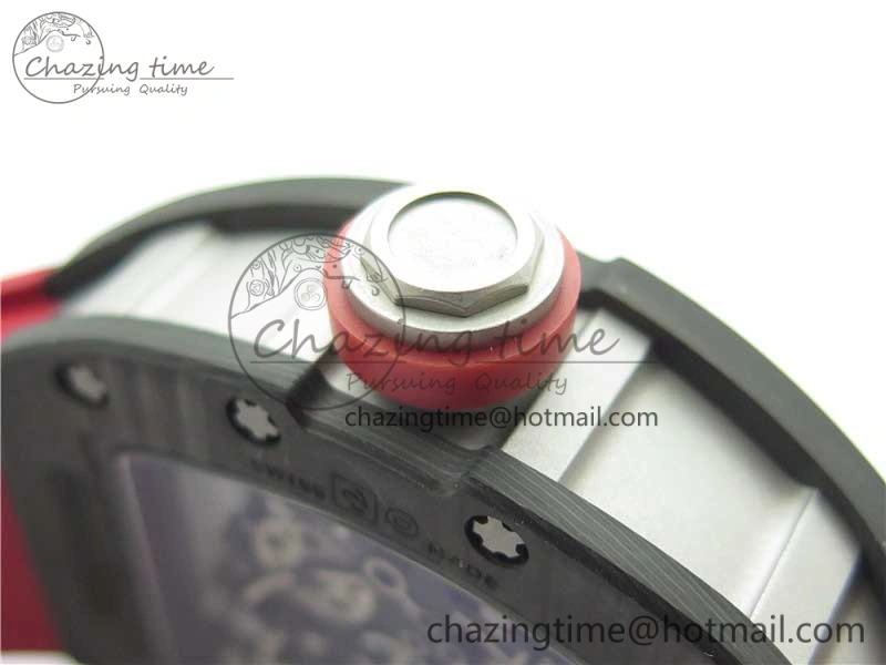 RM055 NTPT KVF Best Edition Skeleton Dial Black on Red Rubber Strap MIYOTA8215 V3