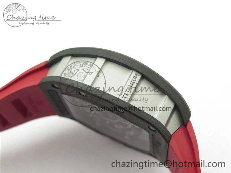 RM055 NTPT KVF Best Edition Skeleton Dial Black on Red Rubber Strap MIYOTA8215 V3