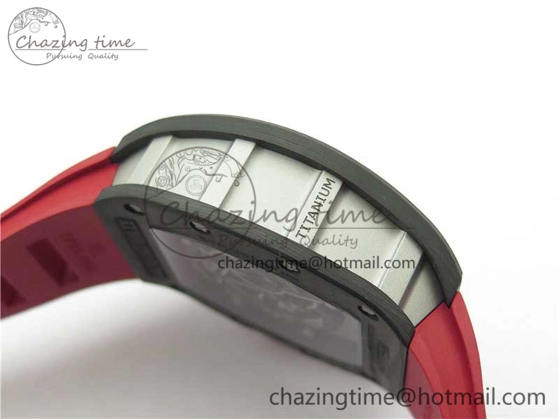 RM055 NTPT KVF Best Edition Skeleton Dial Black on Red Rubber Strap MIYOTA8215 V3