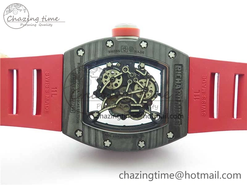 RM055 NTPT KVF Best Edition Skeleton Dial Black on Red Rubber Strap MIYOTA8215 V3