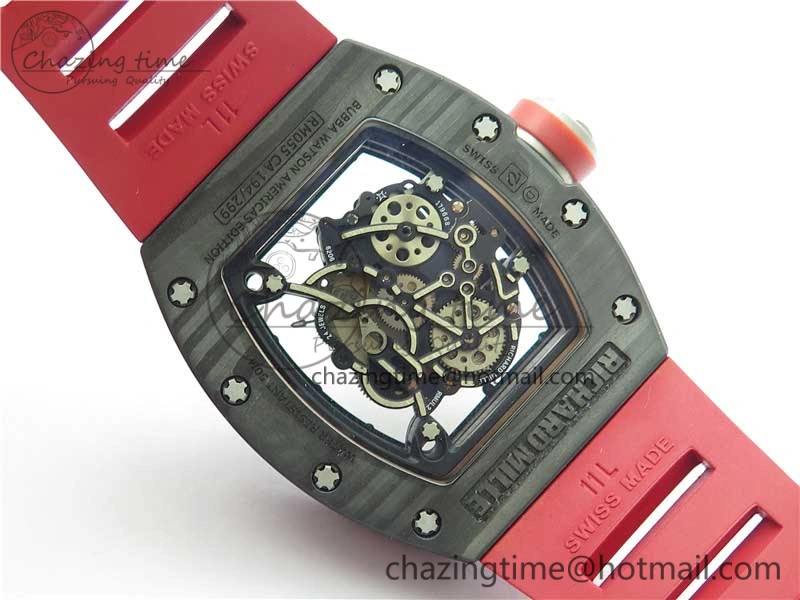 RM055 NTPT KVF Best Edition Skeleton Dial Black on Red Rubber Strap MIYOTA8215 V3