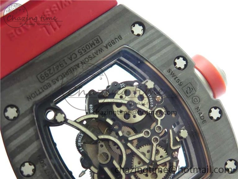 RM055 NTPT KVF Best Edition Skeleton Dial Black on Red Rubber Strap MIYOTA8215 V3