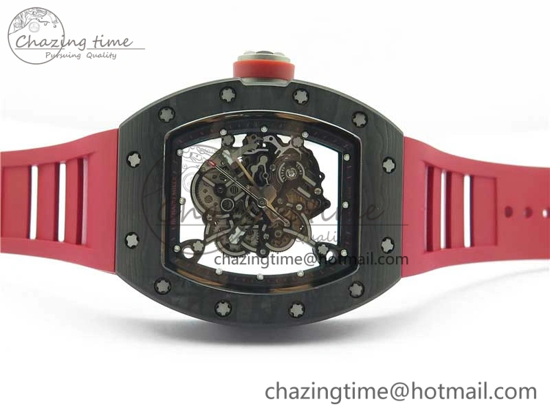 RM055 NTPT KVF Best Edition Skeleton Dial Black on Red Rubber Strap MIYOTA8215 V3