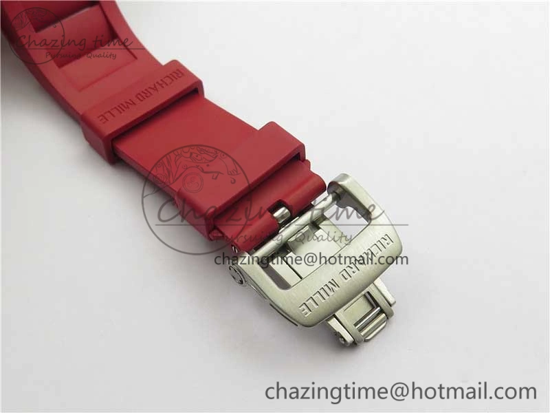 RM055 NTPT KVF Best Edition Skeleton Dial Black on Red Rubber Strap MIYOTA8215 V3