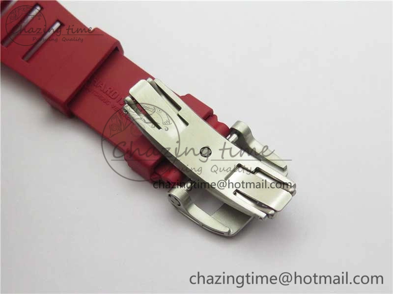 RM055 NTPT KVF Best Edition Skeleton Dial Black on Red Rubber Strap MIYOTA8215 V3