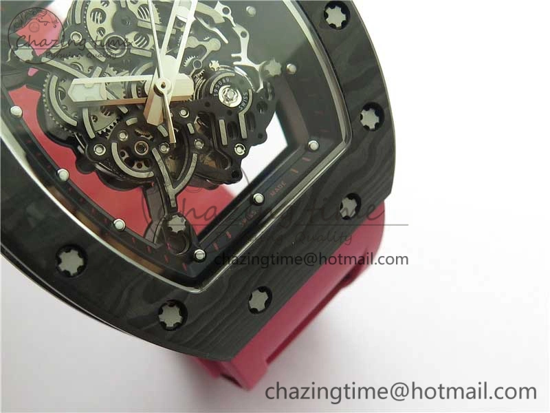 RM055 NTPT KVF Best Edition Skeleton Dial Black on Red Rubber Strap MIYOTA8215 V3