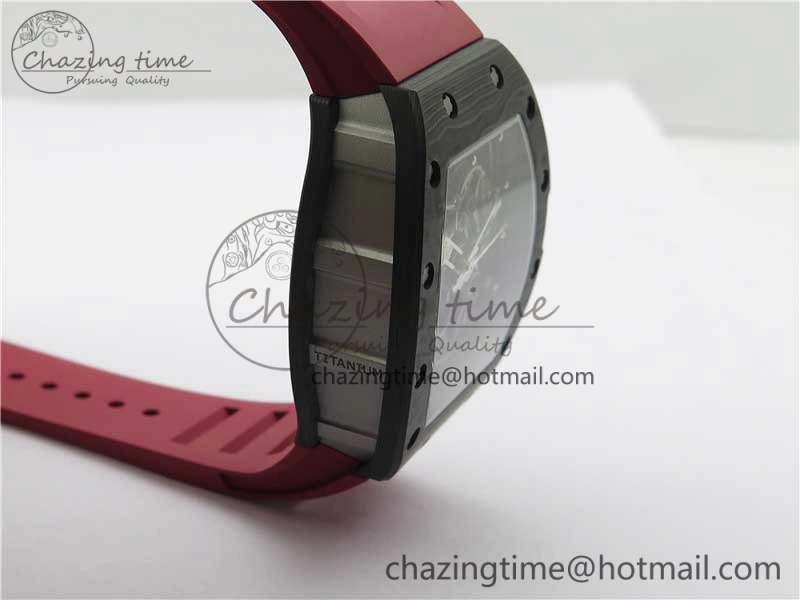 RM055 NTPT KVF Best Edition Skeleton Dial Black on Red Rubber Strap MIYOTA8215 V3