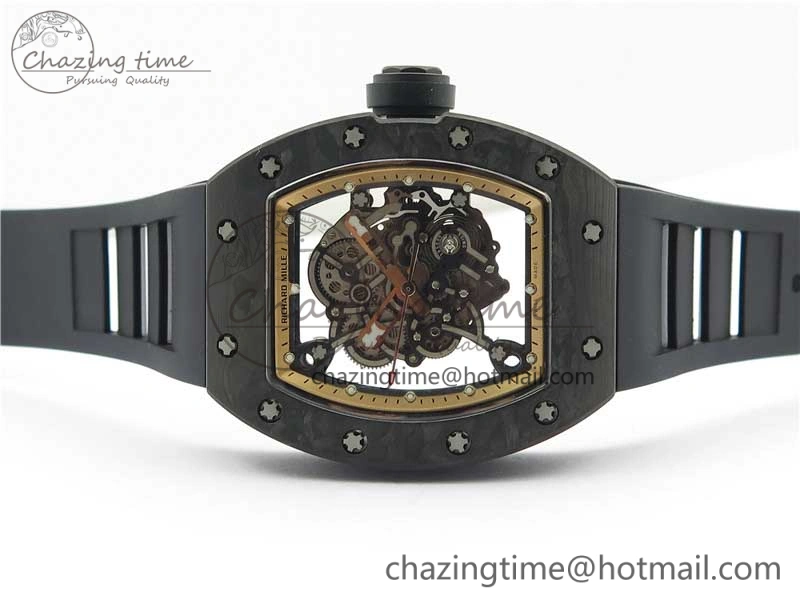RM055 NTPT KVF Best Edition Skeleton Dial Gold on Black Rubber Strap MIYOTA8215 V3