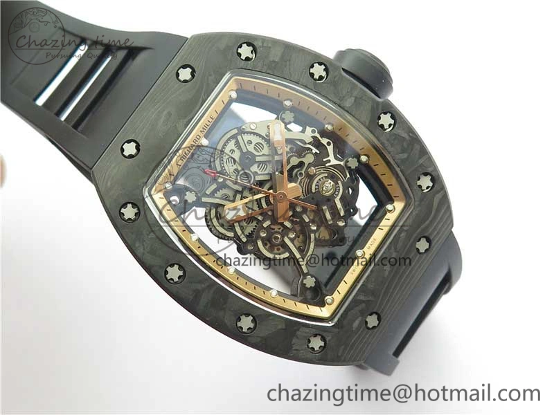 RM055 NTPT KVF Best Edition Skeleton Dial Gold on Black Rubber Strap MIYOTA8215 V3