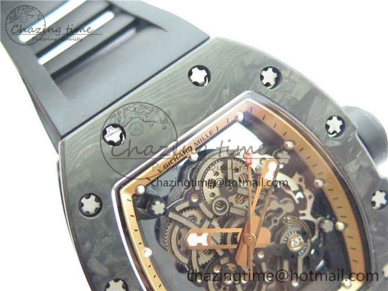RM055 NTPT KVF Best Edition Skeleton Dial Gold on Black Rubber Strap MIYOTA8215 V3