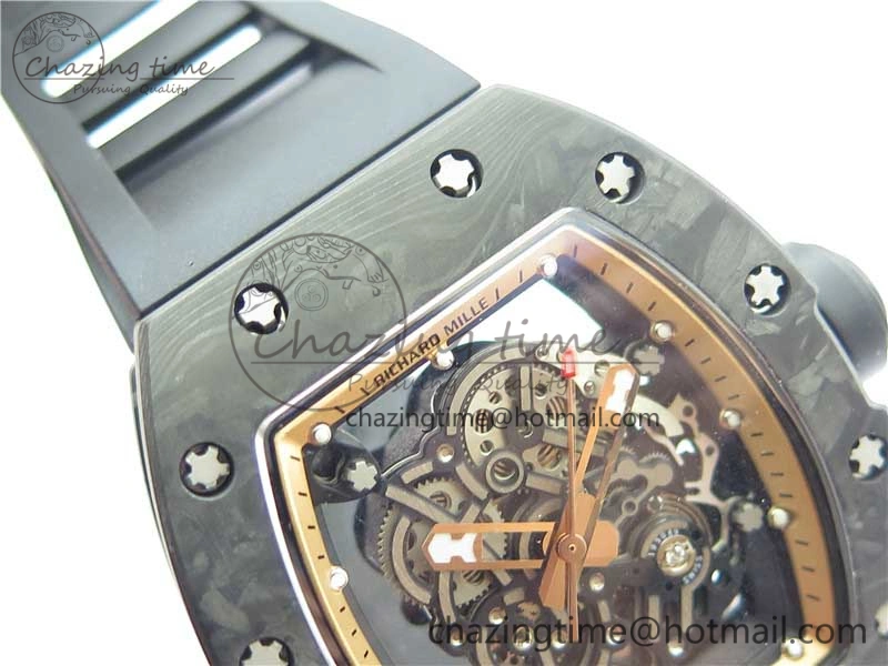 RM055 NTPT KVF Best Edition Skeleton Dial Gold on Black Rubber Strap MIYOTA8215 V3
