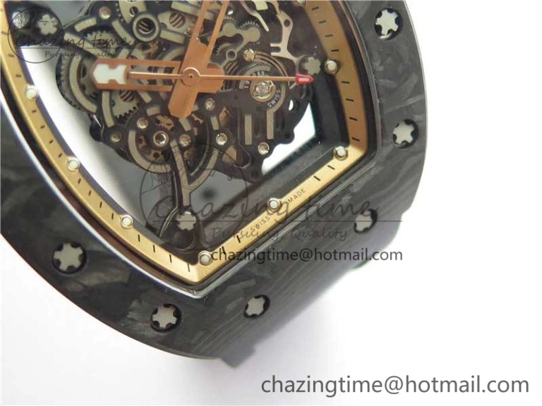 RM055 NTPT KVF Best Edition Skeleton Dial Gold on Black Rubber Strap MIYOTA8215 V3