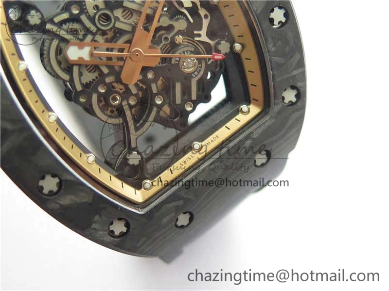 RM055 NTPT KVF Best Edition Skeleton Dial Gold on Black Rubber Strap MIYOTA8215 V3
