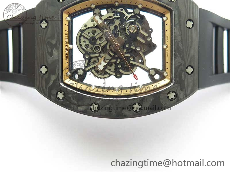 RM055 NTPT KVF Best Edition Skeleton Dial Gold on Black Rubber Strap MIYOTA8215 V3
