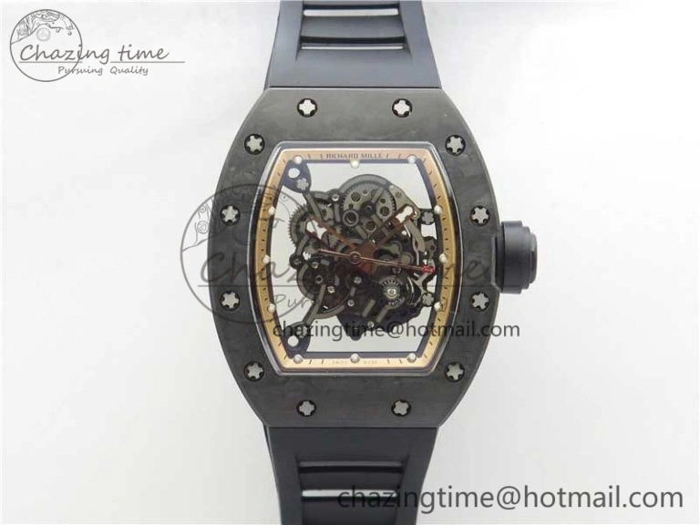 RM055 NTPT KVF Best Edition Skeleton Dial Gold on Black Rubber Strap MIYOTA8215 V3