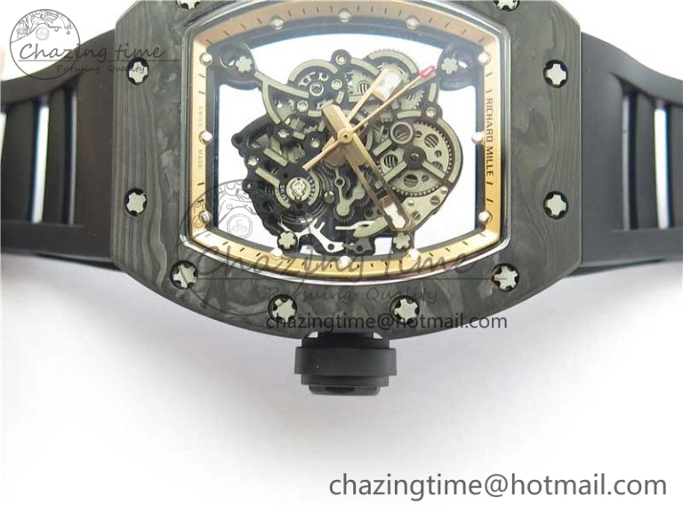 RM055 NTPT KVF Best Edition Skeleton Dial Gold on Black Rubber Strap MIYOTA8215 V3