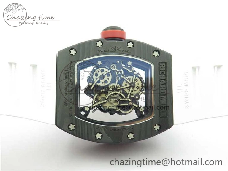 RM055 NTPT KVF Best Edition Skeleton Dial Red Crown on White Rubber Strap MIYOTA8215 V3