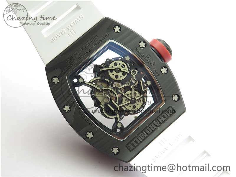 RM055 NTPT KVF Best Edition Skeleton Dial Red Crown on White Rubber Strap MIYOTA8215 V3