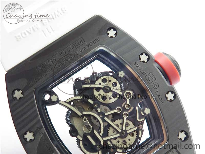RM055 NTPT KVF Best Edition Skeleton Dial Red Crown on White Rubber Strap MIYOTA8215 V3
