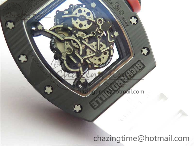 RM055 NTPT KVF Best Edition Skeleton Dial Red Crown on White Rubber Strap MIYOTA8215 V3
