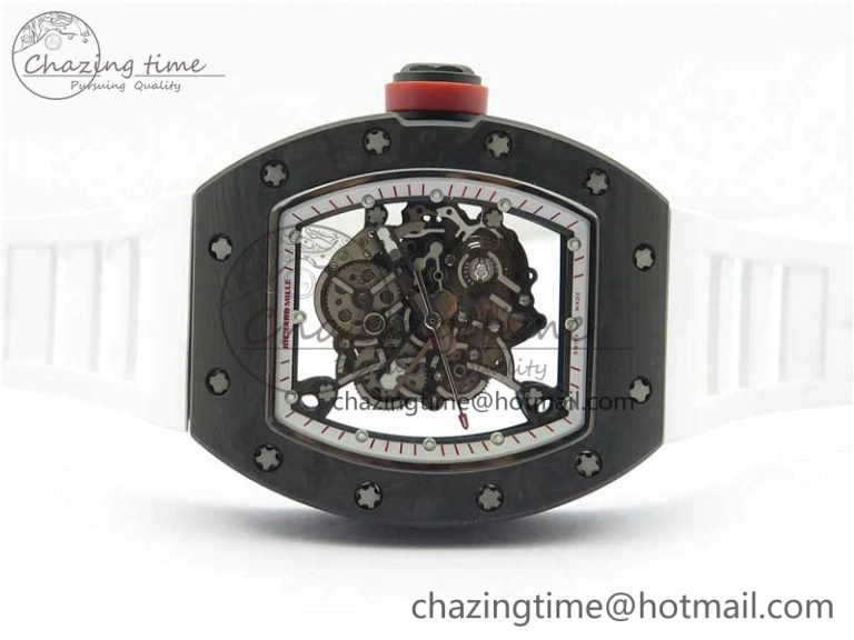 RM055 NTPT KVF Best Edition Skeleton Dial Red Crown on White Rubber Strap MIYOTA8215 V3